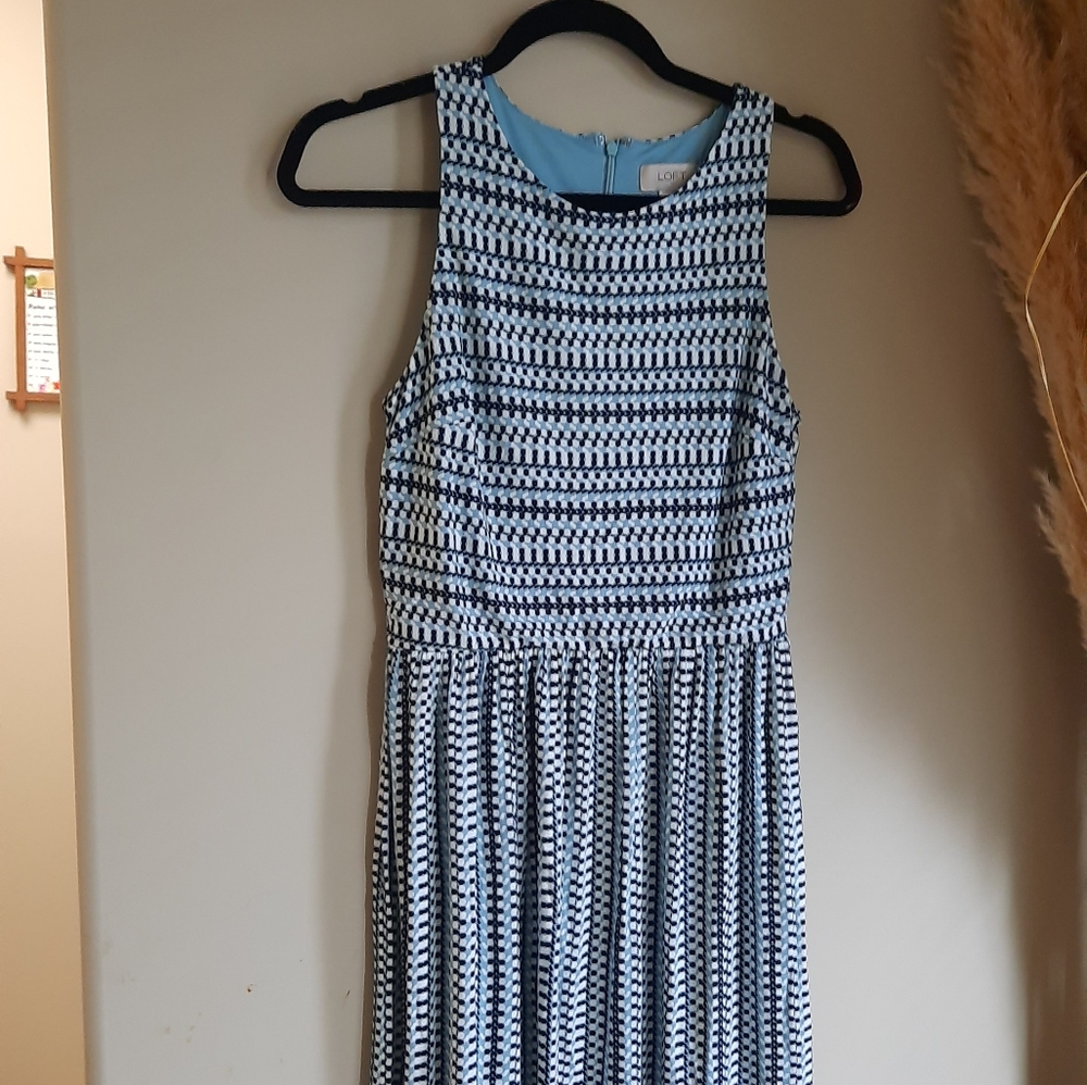LOFT | Blue print pattern dress